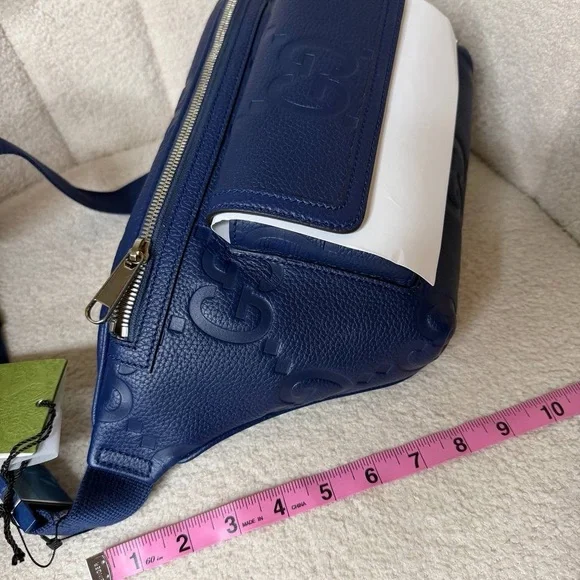 Gucci Blue Leather GG Embossed Belt Bag Crossbody Waist belt - Picture 9 of 11